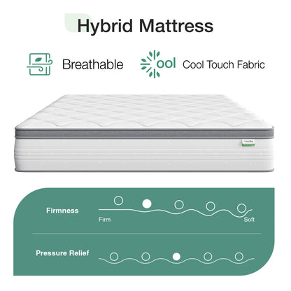 Novilla King Mattress, 12 Inch Hybrid Mattress King with Comfort Foam, Innerspring Pillow Top King Mattress in a Box, King Size Mattress for Pressure & Pain Relief, Soft Feel but Supportive