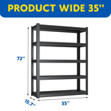 Qxdyt 72''H Garage Shelving Heavy Duty, 2500LBS Storage Shelves, 5-Tier Adjustable Metal Shelve Storage Shelf Rack, Industrial Shelving Unit for Garage, Warehouse, Basement (35" W x 15.7" D x 72" H) Qxdyt