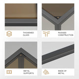 YMYNY Glass Coffee Table, Tempered Glass Square Coffee Tables with Metal Frame, Unique Modern Table for Living Room Home Office 26.77" x 26.77" x 15.75", Dark Brown, UHCT001T YMYNY