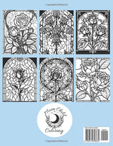 Stain Glass Roses Coloring Book: Adult coloring pages for stress relief and creativity Majosta