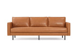 Valencia Varese 90” Cognac Tan Brown 3 Seater Full Leather Sofa - Italian Nappa Leather Modern Cloud Couch for Living Room/Apartment Furniture - Lounge Sofa with Removable Cushion VALENCIA THEATER SEATING