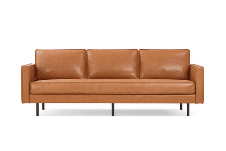 Valencia Varese 90” Cognac Tan Brown 3 Seater Full Leather Sofa - Italian Nappa Leather Modern Cloud Couch for Living Room/Apartment Furniture - Lounge Sofa with Removable Cushion VALENCIA THEATER SEATING