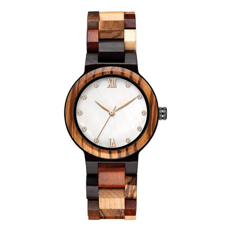 GORBEN Solid Wood Watch Women Quartz Multicolor Wooden Band Wristwatch Reloj de Mujer with Box (Type 2-1) GORBEN