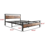 BOFENG Black Queen Size Bed Frames with Wood Headboard,Heavy Duty Platform Bed Frame with Storage No Box Spring Needed,Mattress Foundation,Strong Steel Slats,Noise Free,Brown BOFENG