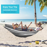 MOSFiATA Hammocks Portable Camping Hammock Upgraded 550lb Comfortable Fabric Hammock with Two Anti Roll Balance Beam and Sturdy Tree Straps for Camping, Patio, Backyard, Outdoor （Gray White） MOSFiATA