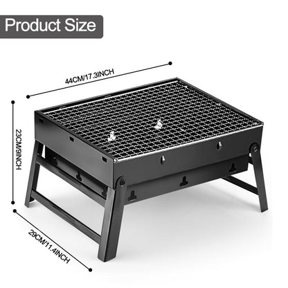 Portable Charcoal Grill,17" Folding Portable BBQ Charcoal Grill Compact Tabletop Mini Smoker Small BBQ Grill Outdoor for Travel Backyard Picnic Beach