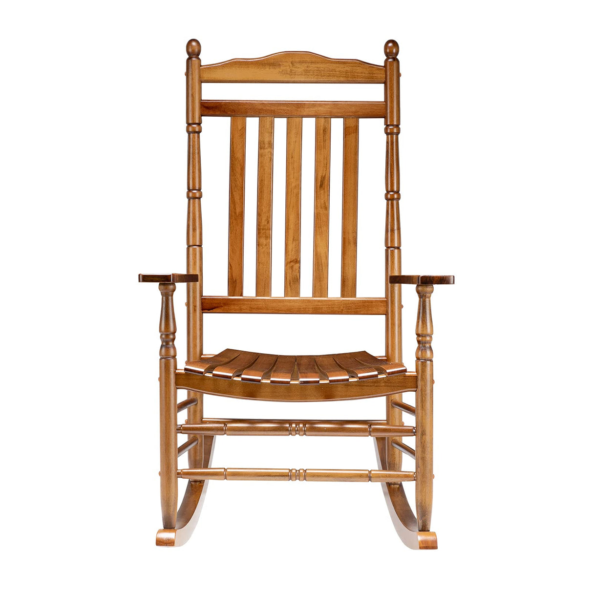 VINGLI Wood Rocking Chair Outdoor with 450 lbs Support Relaxing Rocker Solid Wood High Back Seat Reclining Seat for Deck, Garden, Backyard, Porch, Indoor or Outdoor Use, Oak VINGLI