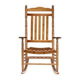 VINGLI Wood Rocking Chair Outdoor with 450 lbs Support Relaxing Rocker Solid Wood High Back Seat Reclining Seat for Deck, Garden, Backyard, Porch, Indoor or Outdoor Use, Oak VINGLI