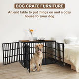 HIDOG 40" Dog Crate Furniture, Wooden Pet Crate End Table Decorative Dog Kennel Furniture, Heavy Duty Dog Cage for Large and Medium Dogs, Three Doors with Double Protection Lockes, Rustic Brown HIDOG