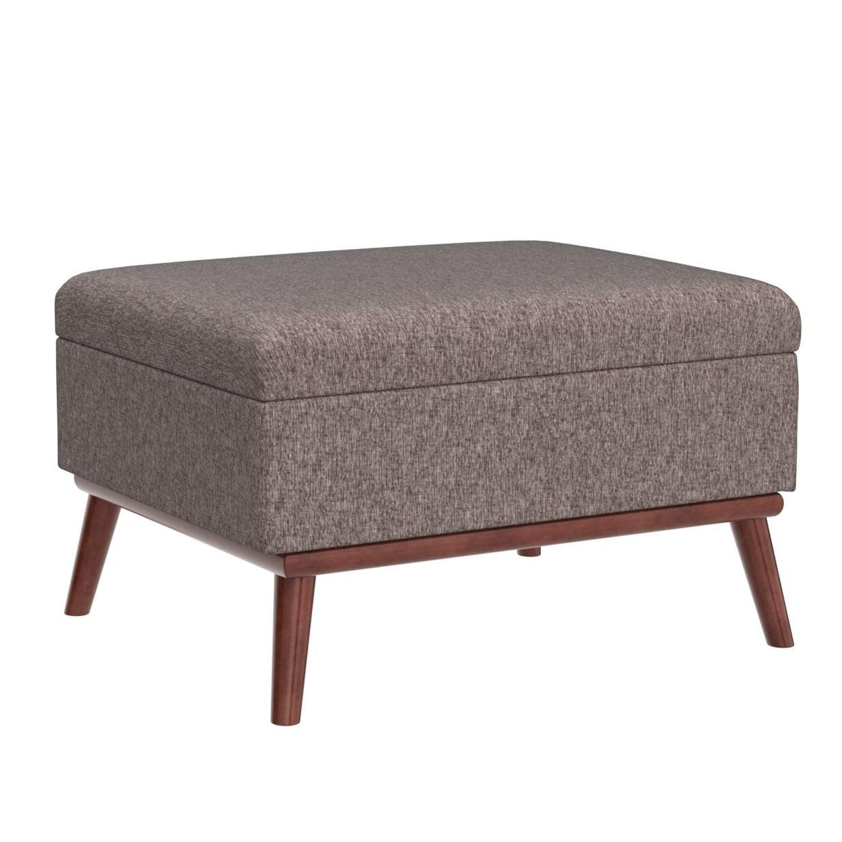 Tbfit Large Ottoman with Storage, 28.3“ Mid Century Modern Rectangle Coffee Table with Lid Lifting Function and High Wooden Legs, Oversized Storage Ottomans for Living Room, Office Room Tbfit
