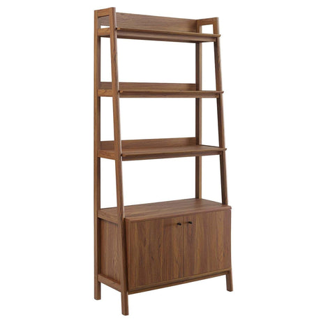 Modway 33" Bookshelf Display Case in Walnut Modway