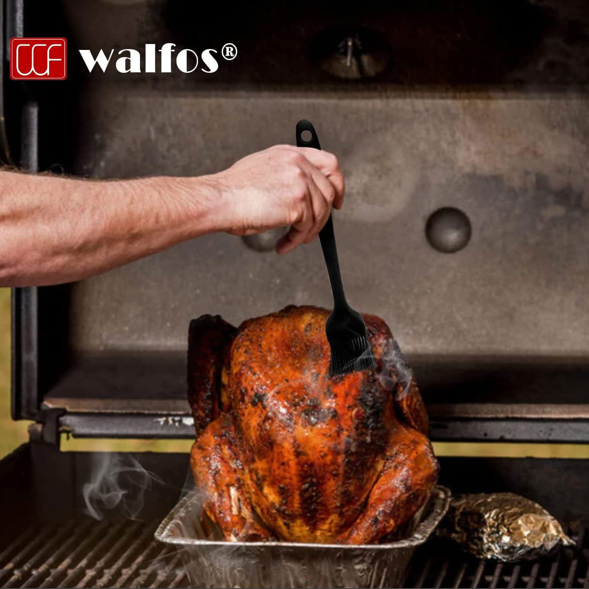 Walfos Silicone Pastry Brush, Heat Resistant Basting Brush Set, Perfect for Baking,BBQ Grill,Kitchen Cooking,Strong Steel Core and One-Pieces Design,BPA Free and Dishwasher Safe (5 Pcs) Walfos