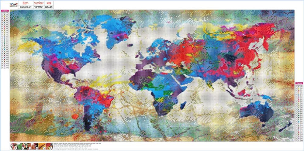 MMAHD 5D DIY Diamond Art Painting Kits for Adults Full,Map Full Drill Embroidery Paintings Rhinestone Pasted DIY Painting Cross Stitch Arts Crafts for Home Wall Decor (map) MMAHD