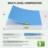 PayLessHere 5 Inch Gel Memory Foam Mattress Medium Firm Mattresses CertiPUR-US Certified Bed-in-a-Box Pressure Relieving King Size,Fiberglass Free，White PayLessHere