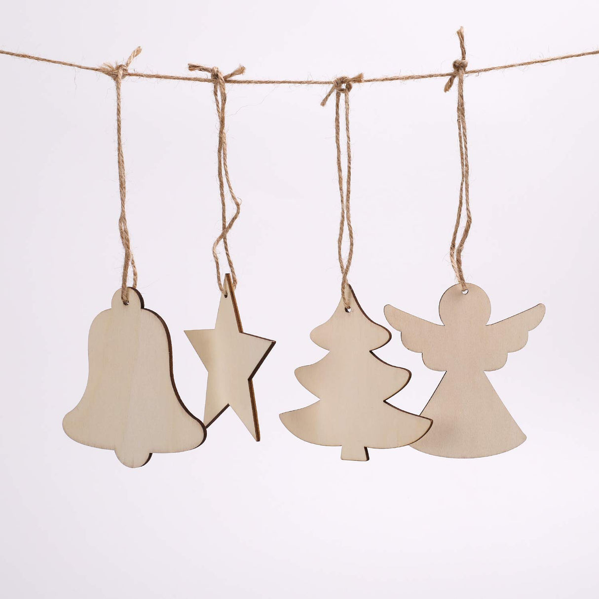 MACTING 27PCS Wooden Christmas Ornaments Unfinished Predrilled Natural Wood Slices DIY Blank Hanging Ornaments Kit for Crafts Centerpieces Christmas Tree Decorations, 9 Styles MACTING