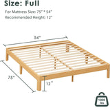 ZIYOO 12 Inch Full Size Natural Bamboo Platform Bed Frame, Modern Minimalist Design, Easy Assembly, Heavy Duty Support, No Box Spring Needed ZIYOO