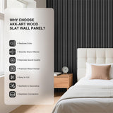 AKK-ART 2-Pack Wood Slat Wall Panel 47.2"x23.6"(15.5 sq ft)|Soundproof & Acoustic Wall Panels for Interior Decor & Ceiling|Wood Paneling Sheets for Home Theater & Living Room Mirage Black#22 AKK-ART