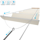 Patio Paradise 3'W x 16'L Waterproof Retractable Pergola Canopy Replacement Outdoor Shade Cover for Patio Garden Deck Gazebo Porch, Wave Sun Shade Awning with Slide on Wire Cable Hardware, Beige Patio