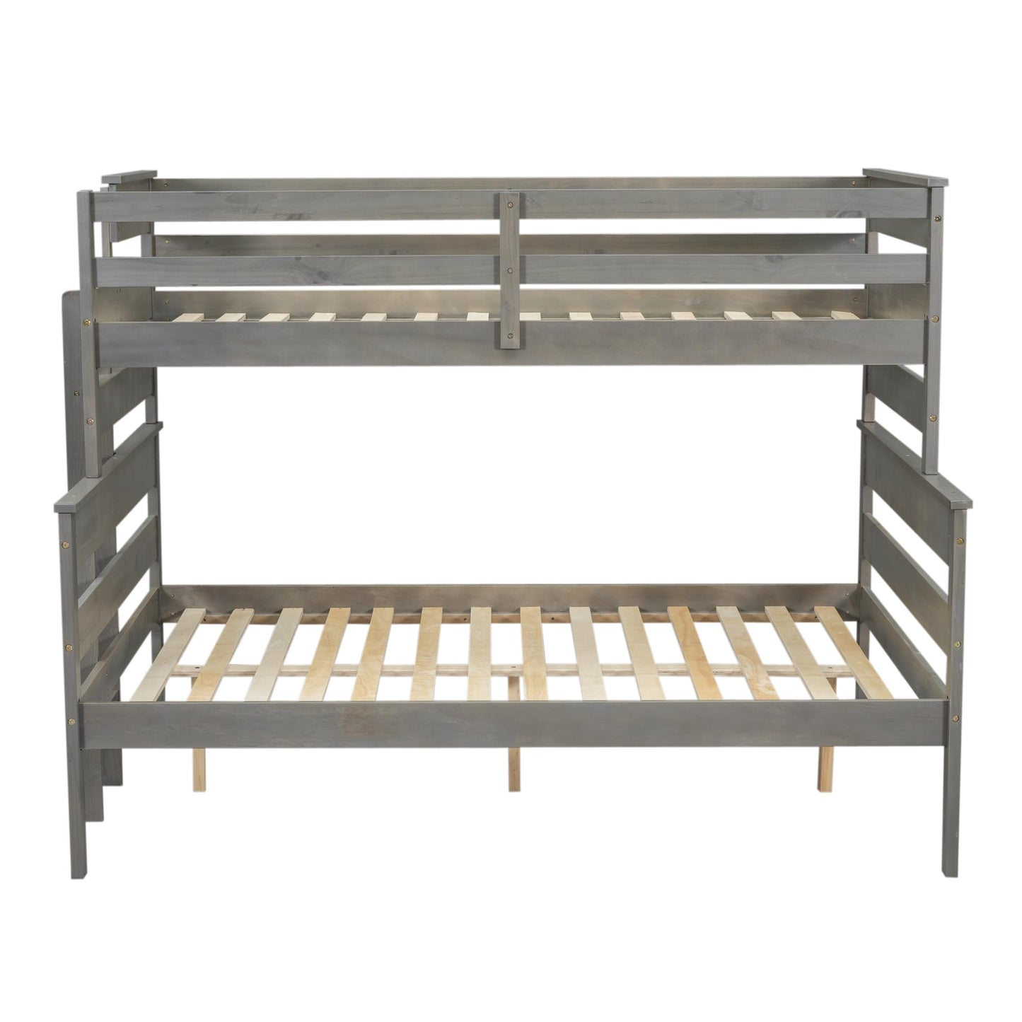 Harper & Bright Designs Twin XL Over Queen Bunk Bed with Ladder in Grey - Stylish and Sturdy Wood Frame - WoodArtSupply