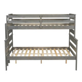 Harper & Bright Designs Twin XL Over Queen Bunk Bed with Ladder in Grey - Stylish and Sturdy Wood Frame Harper & Bright Designs