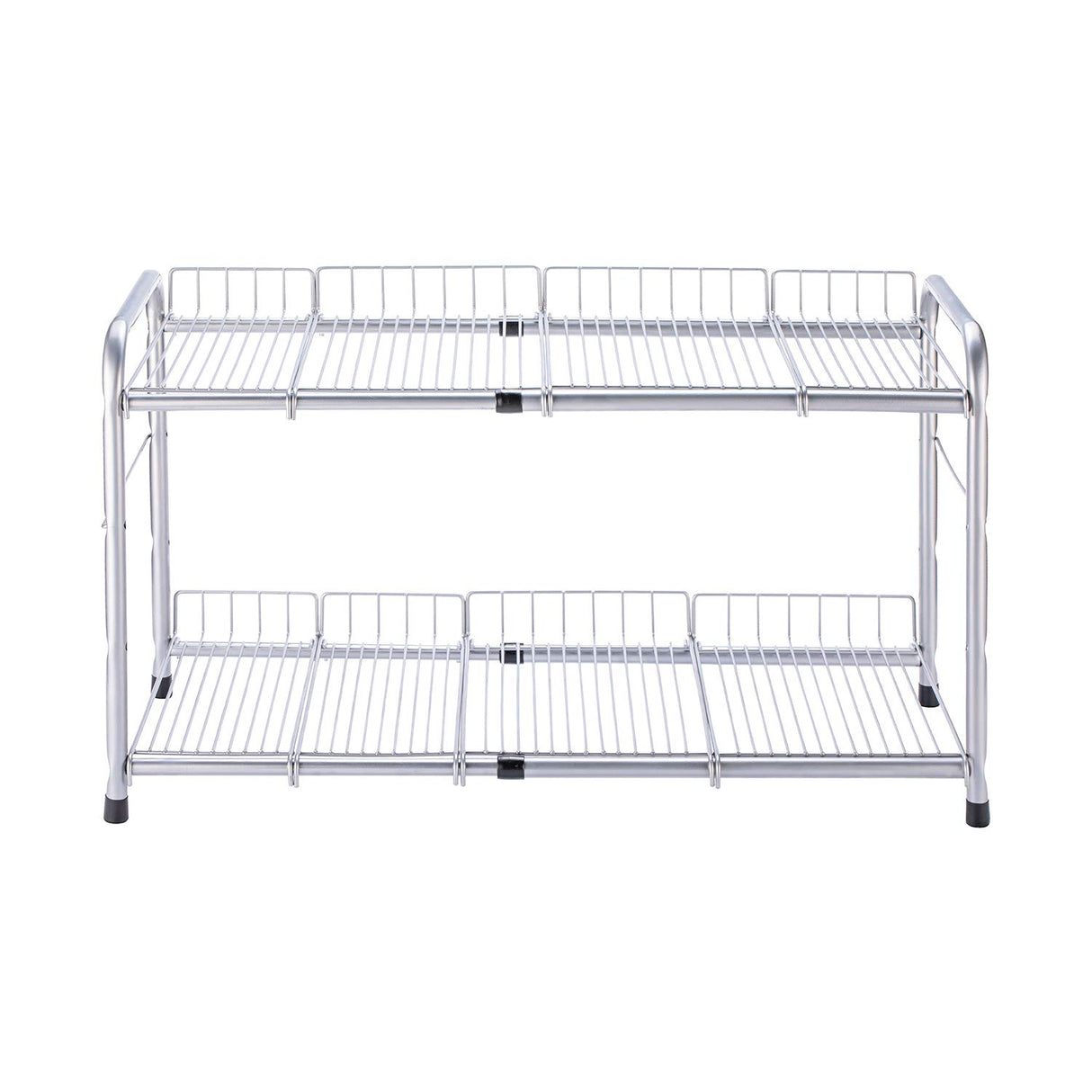 FlagShip 2 Tier Under Sink Organizers and Storage Rack Expandable Cabinet Shelf for Kitchen Bathroom Silver (17-25 inches) FlagShip