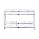 FlagShip 2 Tier Under Sink Organizers and Storage Rack Expandable Cabinet Shelf for Kitchen Bathroom Silver (17-25 inches) FlagShip