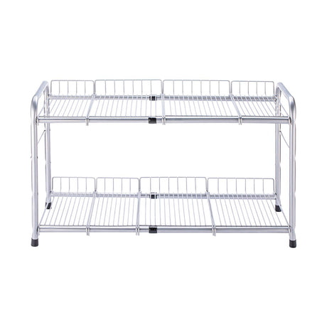 FlagShip 2 Tier Under Sink Organizers and Storage Rack Expandable Cabinet Shelf for Kitchen Bathroom Silver (17-25 inches) FlagShip