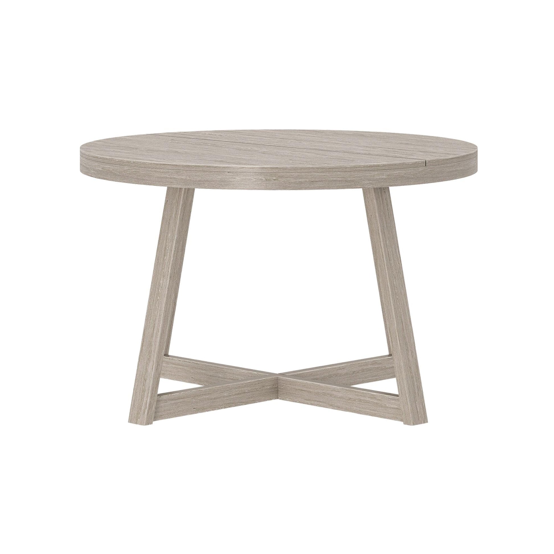 Plank+Beam Round Dining Table, 47 Inch Solid Wood Kitchen Table, Farmhouse Round Table for 4, Small Dinette Table, Seashell Wirebrush - WoodArtSupply