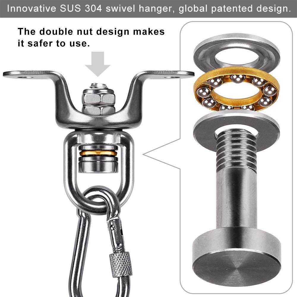 SELEWARE Heavy Duty Boxing Punching Bag Hanger, 360 Rotate Heavy Bag Hanger Bracket with Bearing and Carabiner, Wood Beam Holder for Boxing Muay Thai Training, 700lbs Capacity SELEWARE