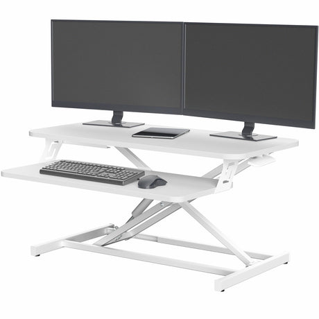 VIVO Desk Converter 32 inch Height Adjustable, MDF Wood Sit to Stand Riser, White, DESK-V000SW VIVO
