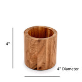 NIRMAN Acacia Wood Pencil/Pen Holder for desk, Round Desktop Organizer for Desk Multi Purpose Use for Home School Office Supplies (4" x 4" x 4") NIRMAN