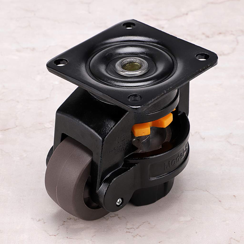 Skelang Leveling Machine Caster Model-80, Large Top Plate Leveling Wheel with Retractable NBR Pad for Heavy Workbench, Electric Equipment, Vending Machine, Total Loading Capacity 3300 Lbs, Pack of 4 Skelang