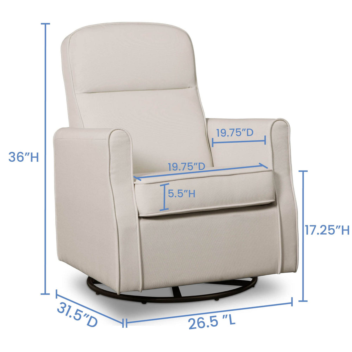 Delta Children Blair Slim Nursery Glider Swivel Rocker Chair, Cream Delta Children