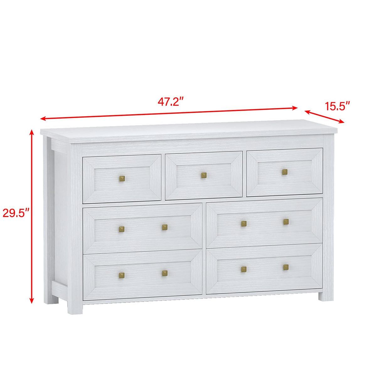 BORNOON 7-Drawer Dresser for Bedroom, Chest of Drawers with Ample Storage, Modern Farmhouse-Style Wooden Dresser for Bedroom, Hallway, Entryway, Closet (White) BORNOON