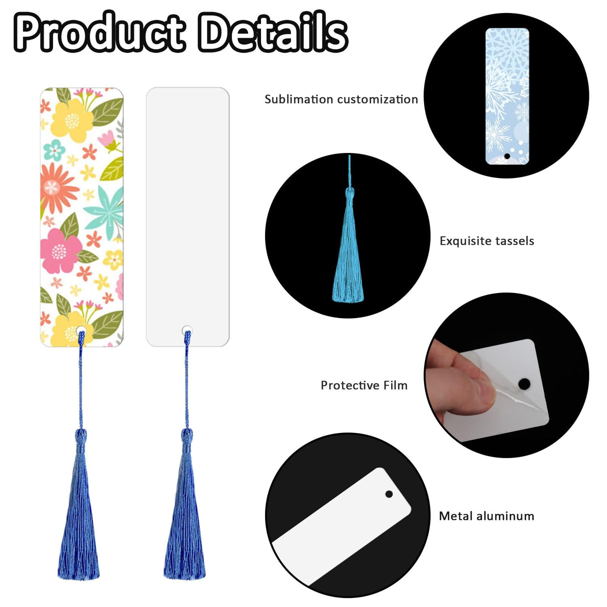 ASUNFO 50 Pcs Sublimation Bookmark Double Sided Blank Bulk Heat Transfer DIY Bookmarks with Tassels for Crafts ASUNFO