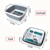 FOSJGO 2.4 Gal(9L) Collapsible Dish Basin with Drain Plug,Space Saving Multiuse Foldable Sink Tub,Dishpan,Kitchen Sink for Camping,Plastic Tub,Vegetable Washing,Beverage Tubs FOSJGO