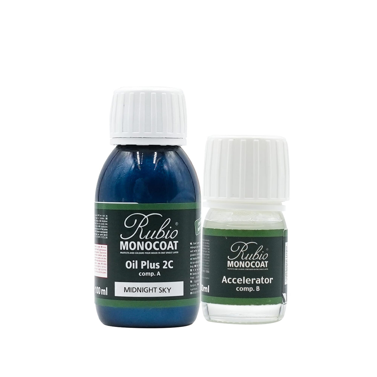Rubio Monocoat Wood Stain & Finish 65 ft² - Midnight Sky | Oil Plus 2C | Quick-Dry, Eco-Friendly Linseed Wood Oil for Indoor Use, Includes Accelerator (Part B) | Protector | 130 ml Rubio Monocoat
