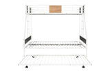YOPTO Twin Over Full Bunk Bed with Trundle,Heavy-Duty Sturdy Metal,Noise Reduced,Safety Guardrail,Wooden Decoration,Convenient-Trundle,Bunk-Bed for Three,CPC Certified,No Box Spring Needed,White YOPTO