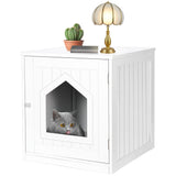Nova Microdermabrasion Cat Litter Box Enclosure Hidden Kitty Litter Box Furniture Indoor Cat Box Cabinet Cat House & Side Table Nightstand Cat Washroom (White) Nova Microdermabrasion