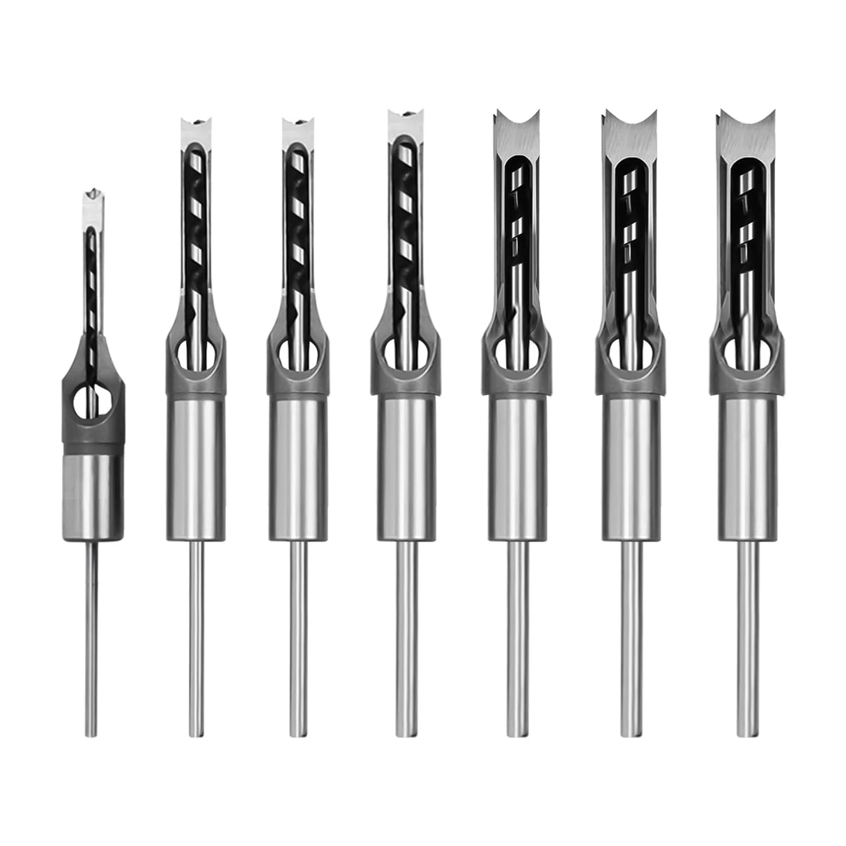 HSOKEW Woodworking Square Hole Drill Bits, Wood Mortising Chisel Set Wood Square Hole Mortising Chisel Drill Bit for Mortising Machines (1/4, 5/16, 3/8, 1/2, 9/16, 5/8, 3/4) HSOKEW