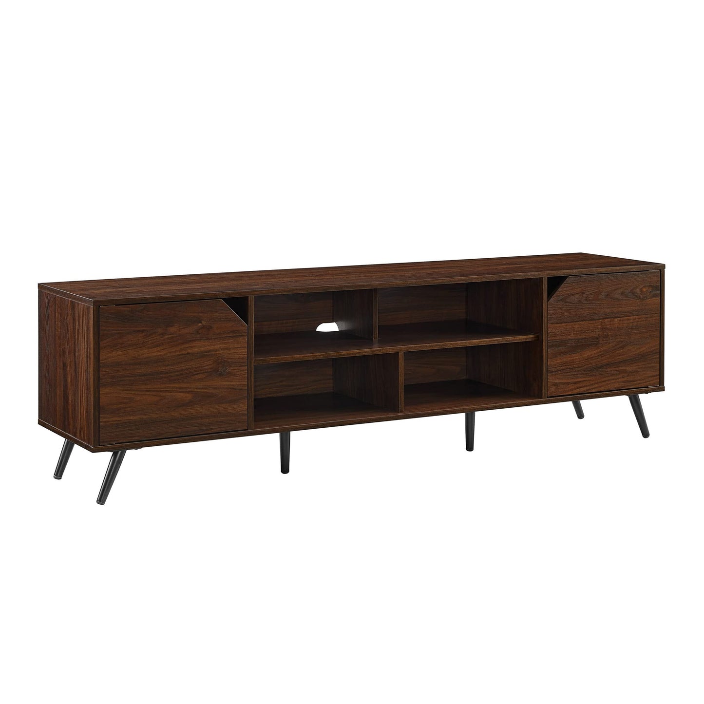 Walker Edison Nora Modern Minimal Open-Shelf Stand for TVs up to 80 Inches, 70 Inch, Dark Walnut - WoodArtSupply