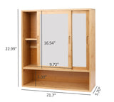 ZYBT Bamboo Bathroom Cabinet,Mirrored Medicine Cabinets,Bathroom Cabinet Wall Mounted with Storage,Medicine Cabinets with Mirror,Over The Toilet Storage with 2 Sliding Doors ZYBT