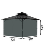 Gazebo Universal Replacement Privacy Curtain, 10'X12' Gazebo Curtains Outdoor Waterproof, 4-Panels Sidewall Curtains with Zipper for Patio, Garden and Backyard (Only Curtains, 10'x12', Grey) Tngan