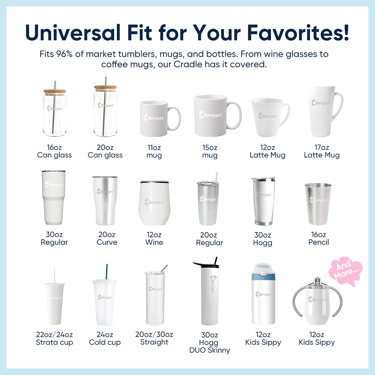 Beryzol Silicone Cup Cradle, Cup Cradle for Tumblers Use to Apply UV DTF Decal/Apply Vinyl Decals - Keep Mugs in Place with Felt Squeegee Beryzol