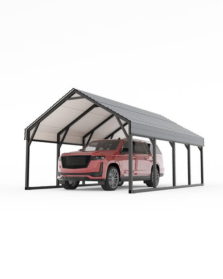 12 x 20 FT Metal Carport, Heavy Duty Carports Reinforced Frame and Steel Roof, All-Weather Shelter Canopy for Pickups, Boats, Cars, and Tractors KYBOLT
