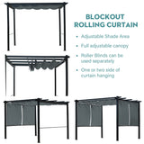 Aoodor 13 x 10 FT Outdoor Pergola with Retractable Shade Canopy, Dark Gray Matte Aluminum Frame, 4 Pieces Roller Shade Curtain, Grape Trellis Pergola for Patio Backyard and Deck - Dark Gray Aoodor