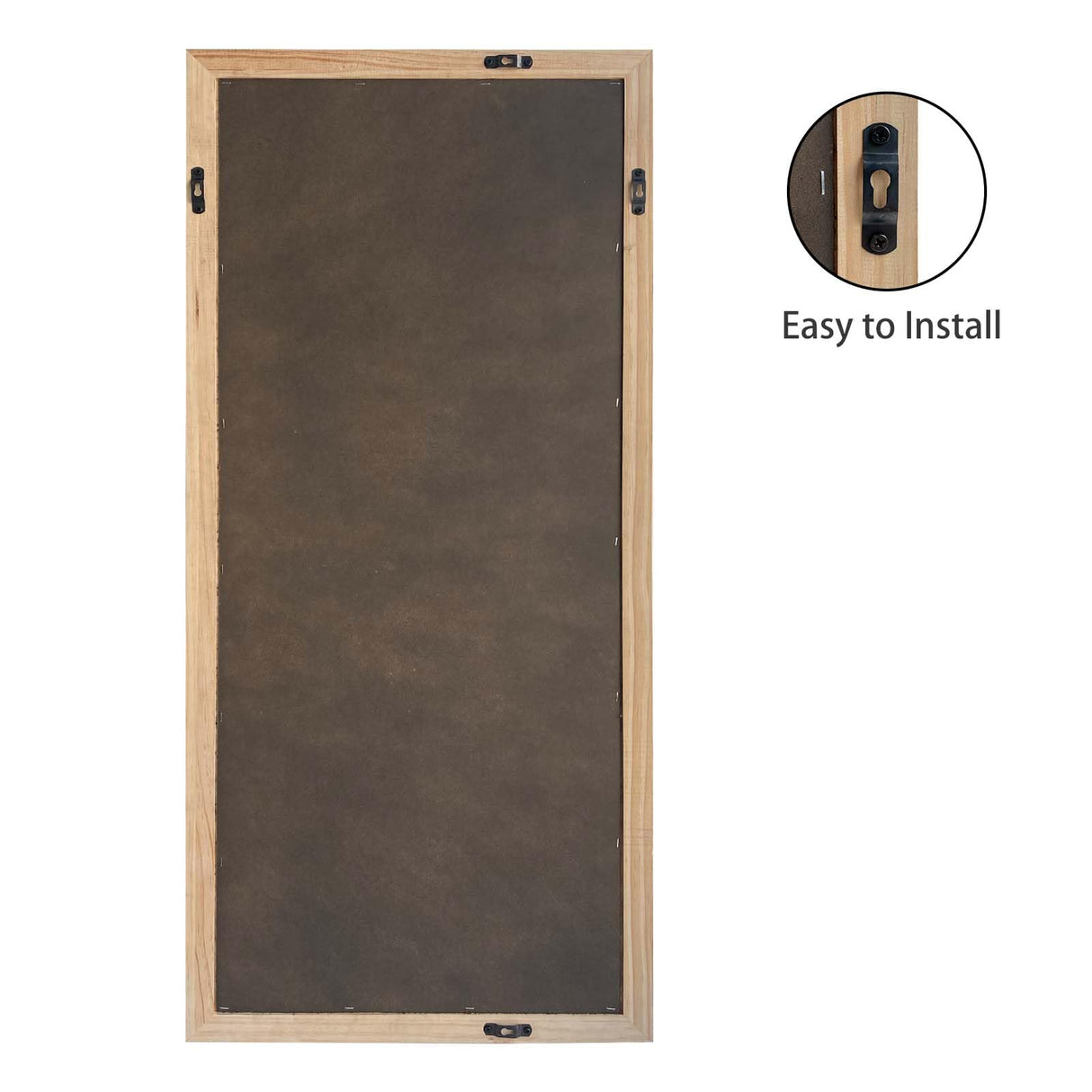 DAOYIJIAJU Large Wooden Framed Wall Mirror, Rustic Natural Wood Hanging Mirror, Farmhouse Wall Mirror for Bathroom Vanity Bedroom Living Room, Vertical or Horizontal Hanging, 47" x 22" DAOYIJIAJU