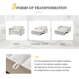 FENFSHE Futon Sofa Bed, Modern Velvet 3 in 1 Convertible Sleeper Sofa Couch Bed, Pullout Couch Bed with Adjustable Backrest, Storage Pockets and Toss Pillows for Living Room, Bedroom (Beige) FENFSHE