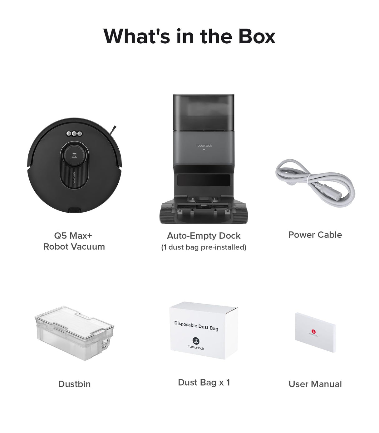 roborock Q5 Max+ Robot Vacuum with Self-Empty Dock, Upgraded from Q5+, 5500 Pa Suction, DuoRoller Brush, Hands-Free Cleaning for up to 7 Weeks, PreciSense LiDAR Navigation, App & Voice Control roborock