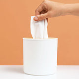 Bamboo Lid Round Tissue Holder Box 5x5'' – Decorative Toilet Paper Roll Dispenser & Dryer Sheet Case – Space-Saving Wood Organizer for Bathroom - for Paper Rolls Under 5 inches only BuleVina